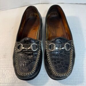 Martin Dingman mens 10 Loafers Countrywear Alligator Leather Horse Bit Saddle‎